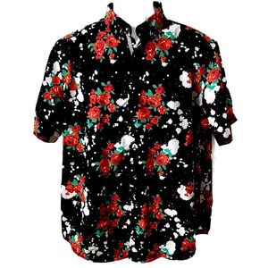 interaffair, Men’s Floral Print Short-Sleeve Button Down